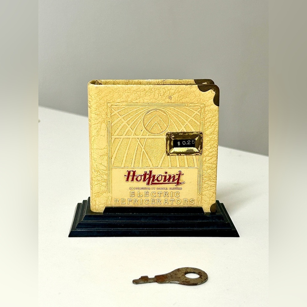 Early 20th Century Antique HOT POINT Refrigerators Faux Book Coin Bank